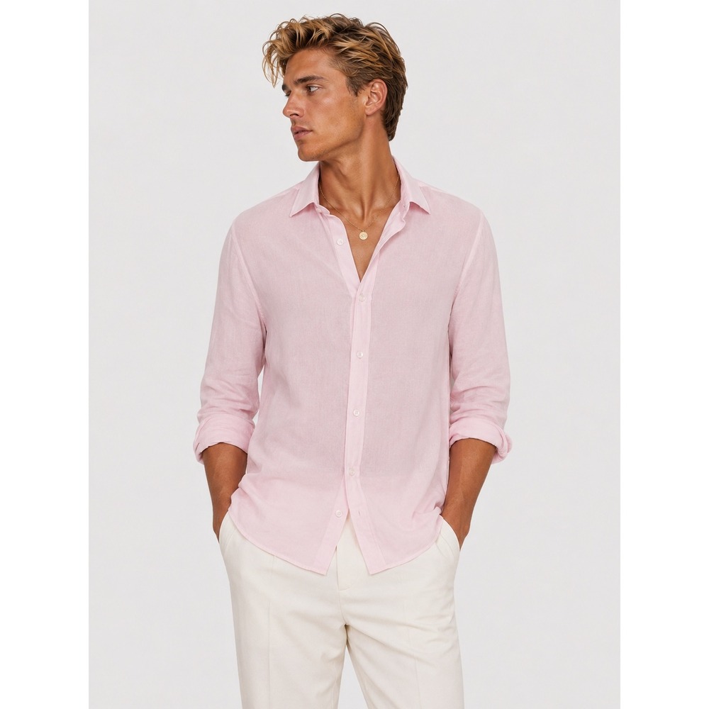 Versace Collection City Mens Light Pink Cotton Button Front‎ Shirt Size 43 17 L